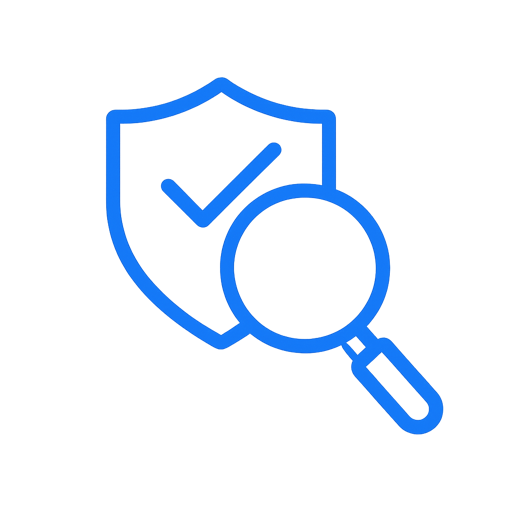 A magnifying glass over a shield with a checkmark — verifying the site is truly secure.